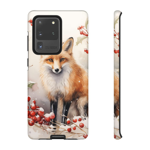 Christmas Fox in a Wreath of Red Berries - Impact Resistant Phone Case Samsung Galaxy S20 Ultra Matte